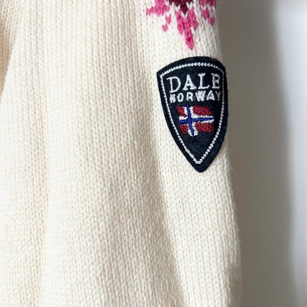 Dale of Norway Womens Merino Wool Quarter Zip Nordic Snowflake Sweater Cream Med - Picture 3 of 10